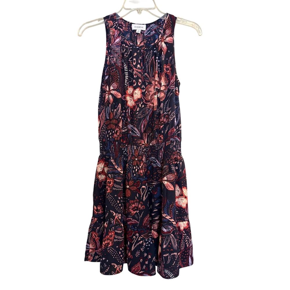 Evereve Womens Size XS Dark Blue Floral Sleeveless Mini Dress